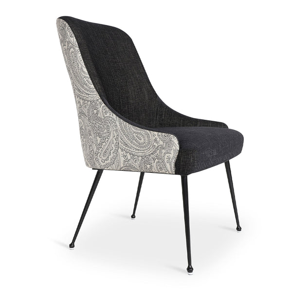 Faraja - Dining Chair with Leatherette, Grey Embroidery
