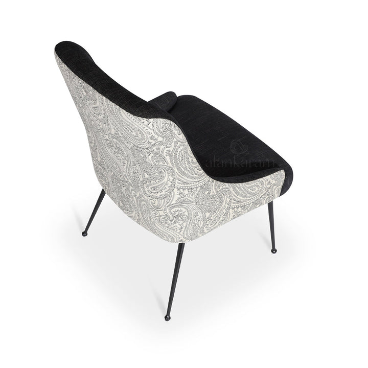 Faraja - Dining Chair with Leatherette, Grey Embroidery