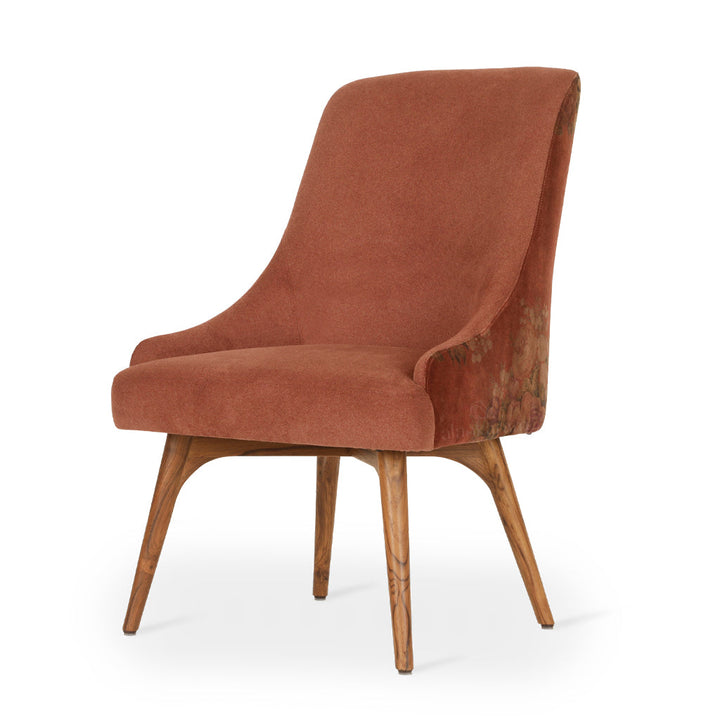 Faraja - Teakwood Dining Chair with Rust Printed Fabric