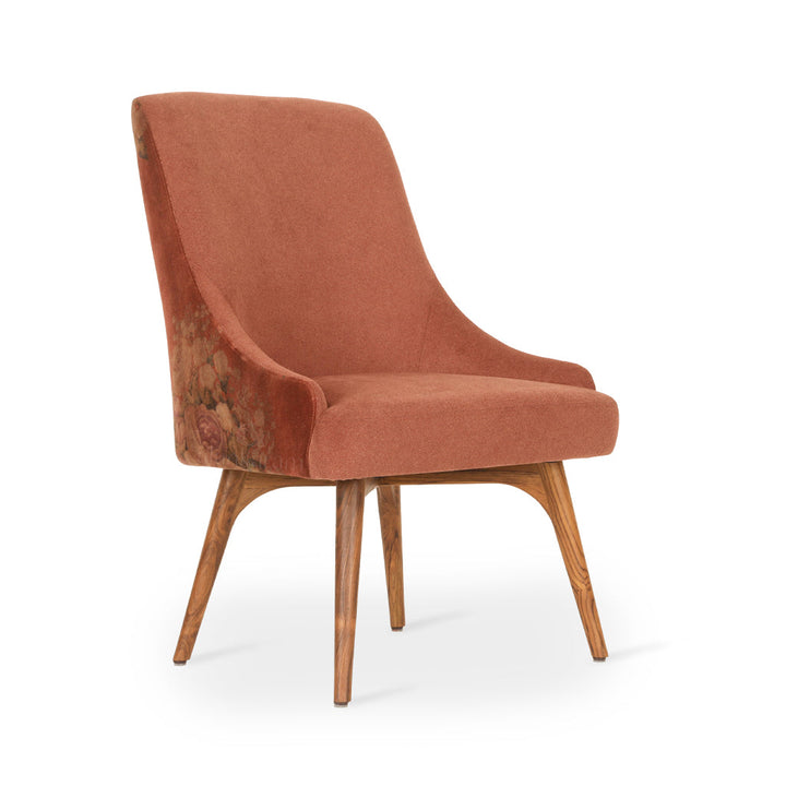 Faraja - Teakwood Dining Chair with Rust Printed Fabric