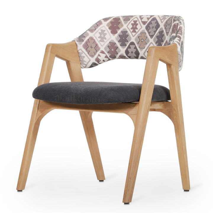 Ikkita - Solidwood Dining Chair with Grey Fabric
