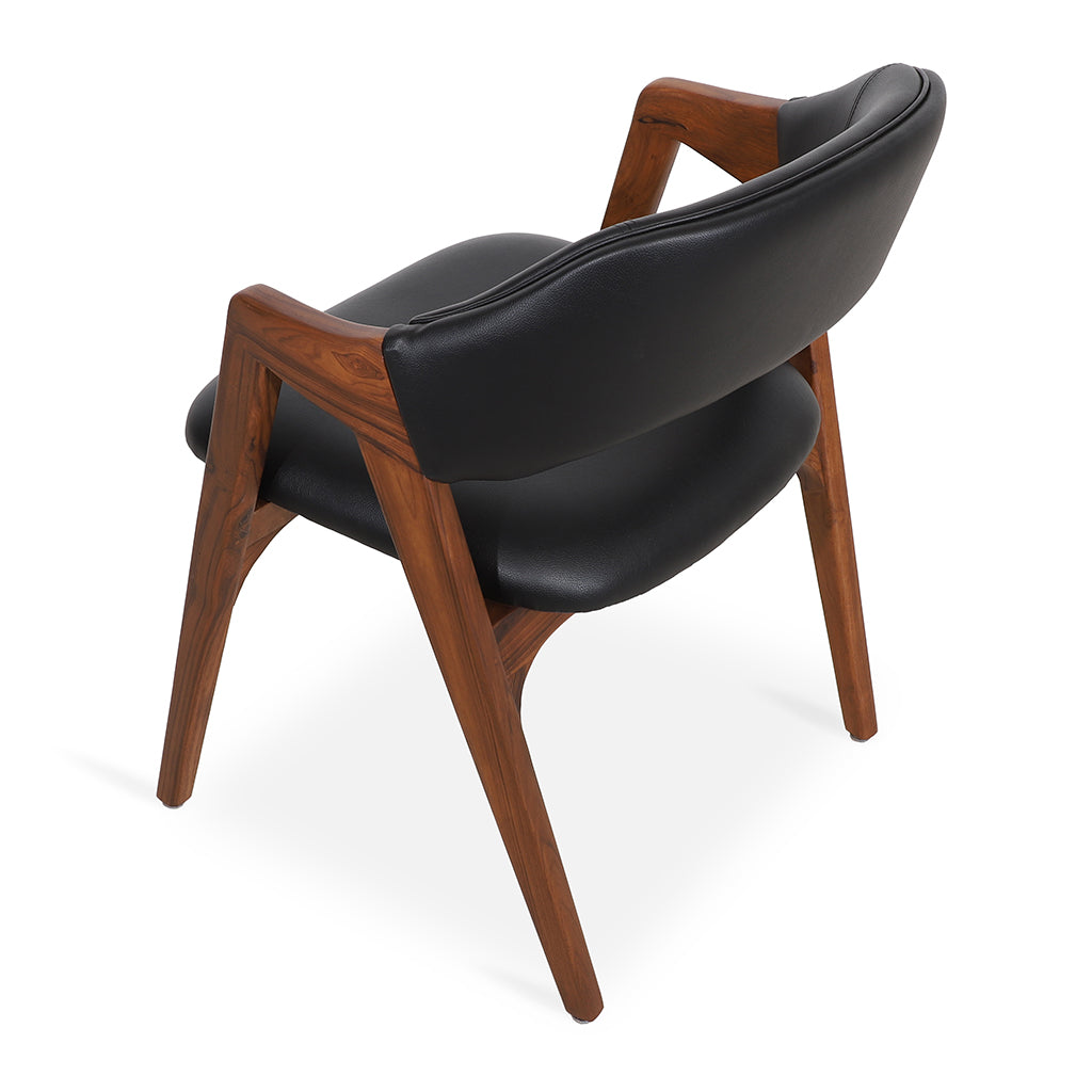 Ikkita - Teak Dining Chair with Black Leatherette | Alankaram