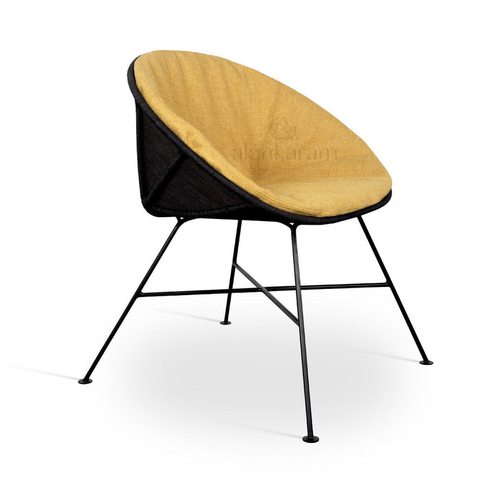Orgu - Metal Chair with Yellow and Black Fabric