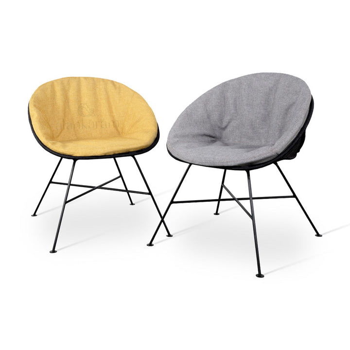 Orgu - Metal Chair with Yellow and Black Fabric