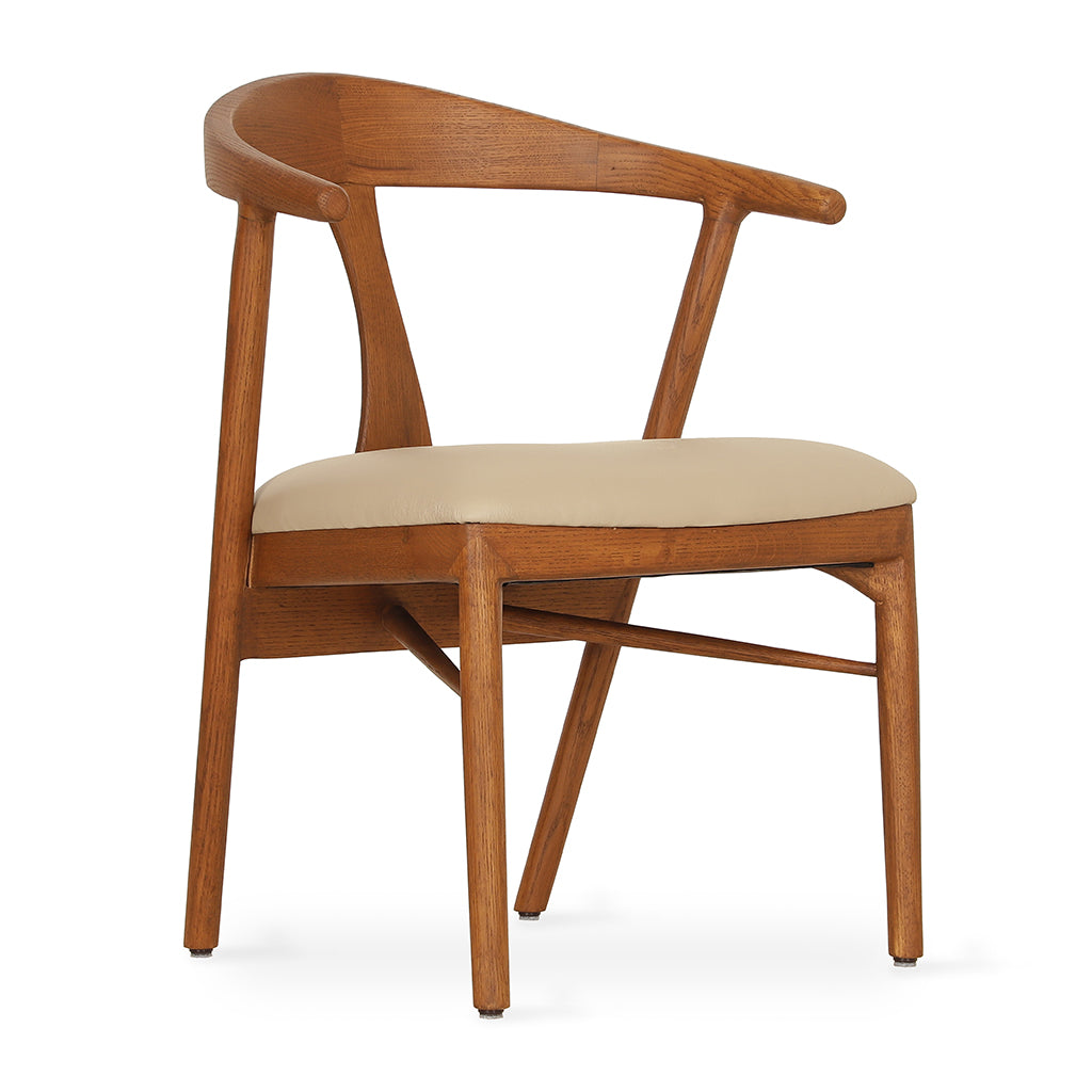 Ploot - Ash/Oak/Beech Dining Chair, Upholstered seat, Stained | Alankaram