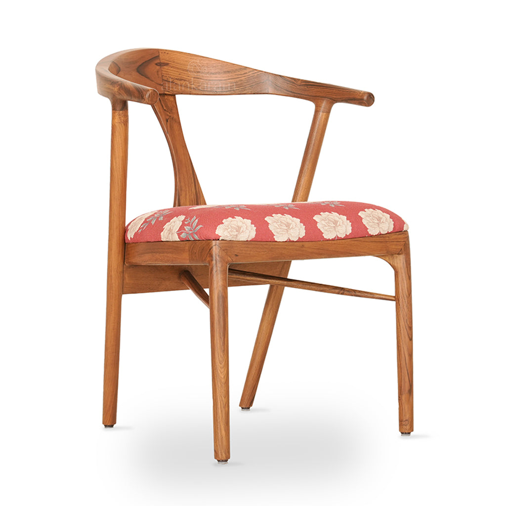 Ploot - Teak Dining Chair, Upholstered Seat | Alankaram