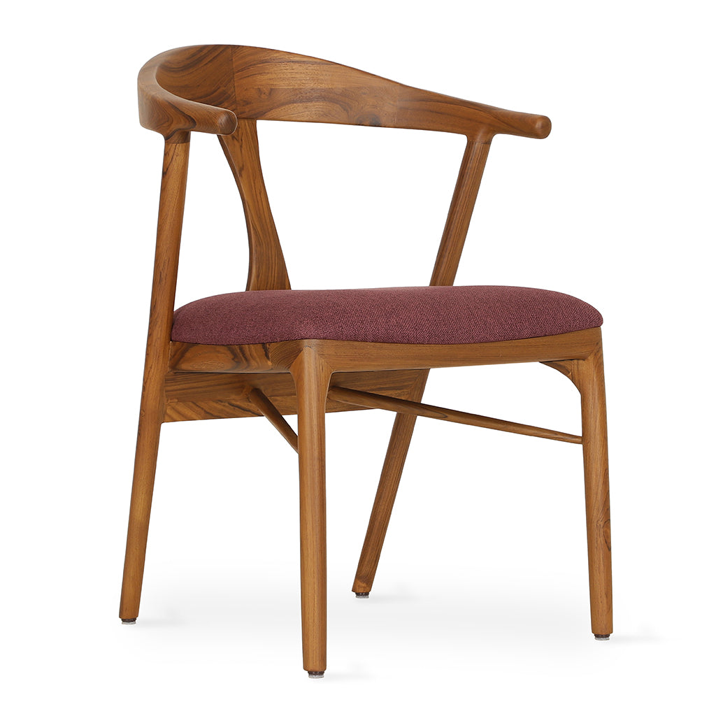 Ploot - Teak Dining Chair, Upholstered Seat | Alankaram