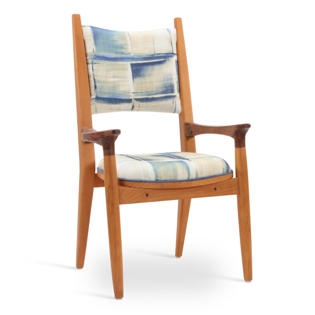 Vinil - Teak Dining Chair, Stained Armrest | Alankaram