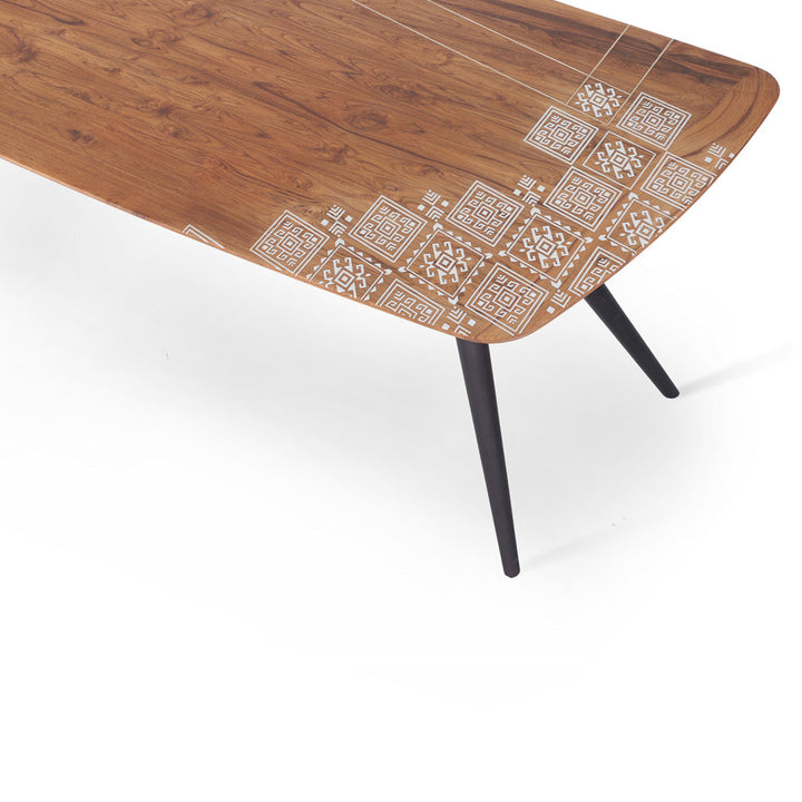 Fusi Teakwood Dining Table with Brass on Top