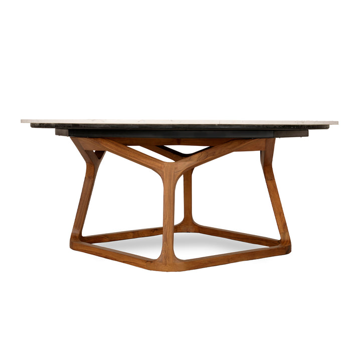 Krug - Teakwood Dining Table with Black Stone Top