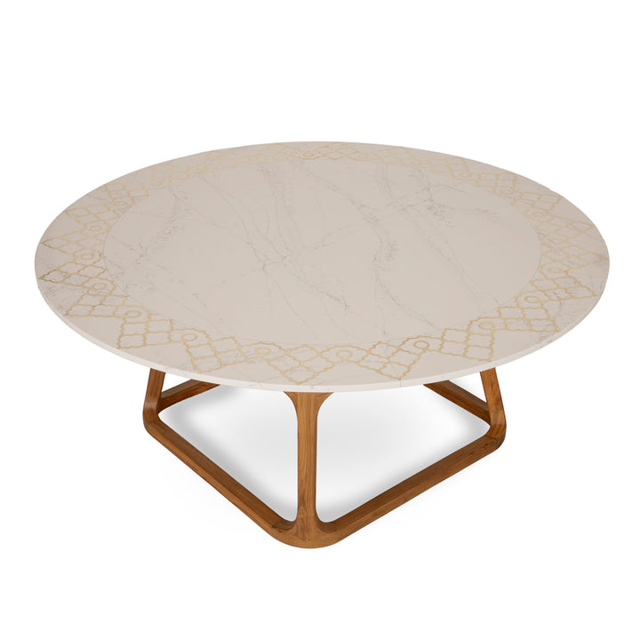 Krug - Teakwood Dining Table with Black Stone Top