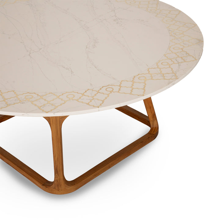 Krug - Teakwood Dining Table with Black Stone Top