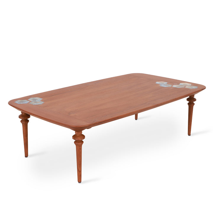 Piki Teakwood Dining Table with Multicolor Artwork