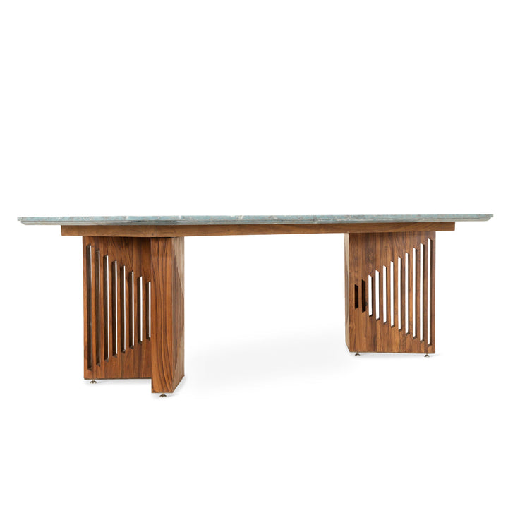 Tyllog Teakwood Dining Table with Stone Top