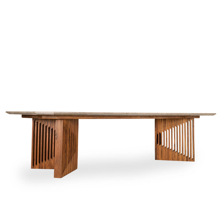 Tyllog Teakwood Dining Table with Stone Top