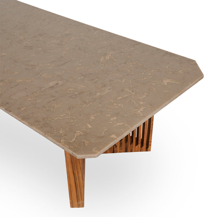 Tyllog Teakwood Dining Table with Stone Top