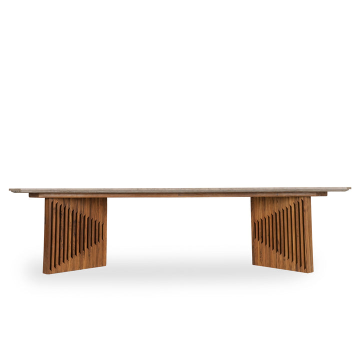 Tyllog Teakwood Dining Table with Stone Top