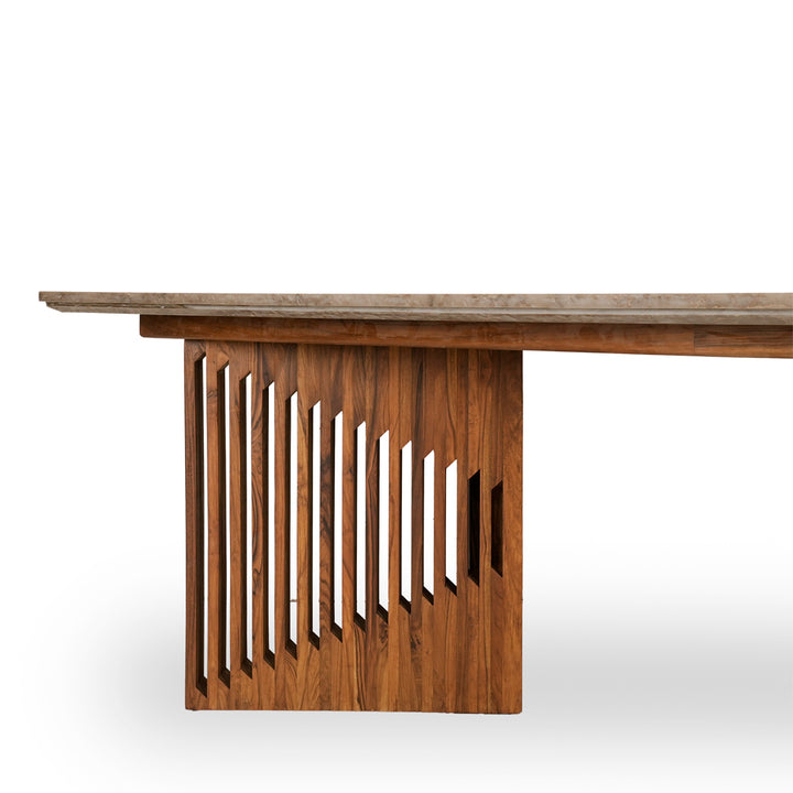 Tyllog Teakwood Dining Table with Stone Top
