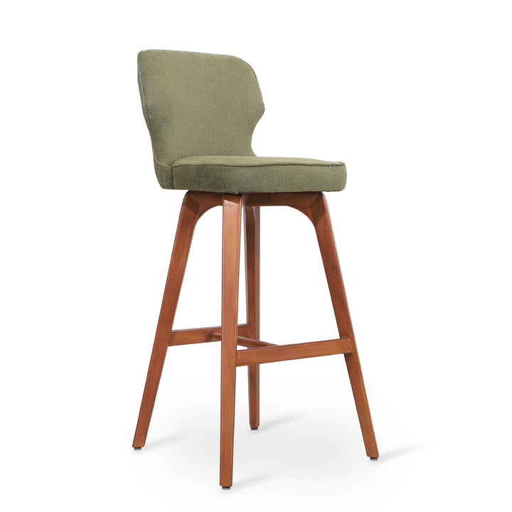Besili - Solidwood High / Bar Chair with Bandicoot Green Fabric