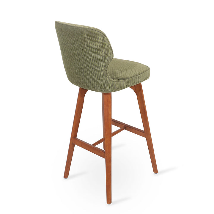 Besili - Solidwood High / Bar Chair with Bandicoot Green Fabric