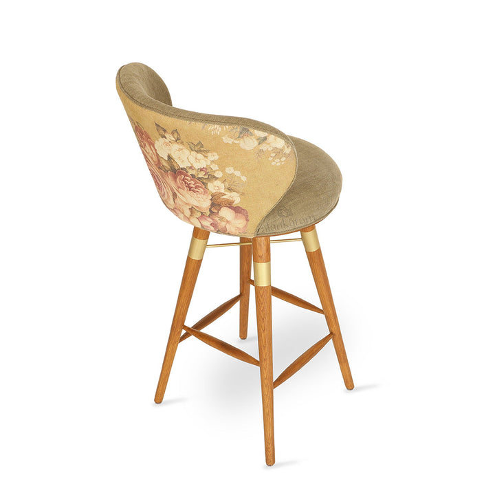 Bhrami - Wooden High Chair with Golden PU