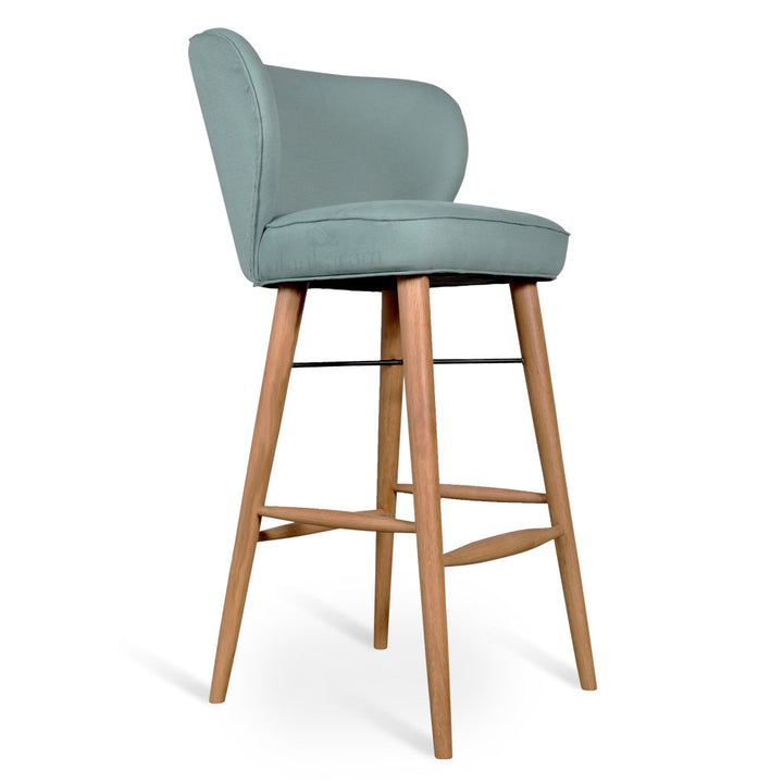 Cubuk - Solidwood Bar Chair with Light Blue Fabric