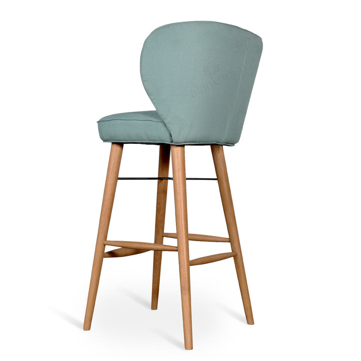Cubuk - Solidwood Bar Chair with Light Blue Fabric
