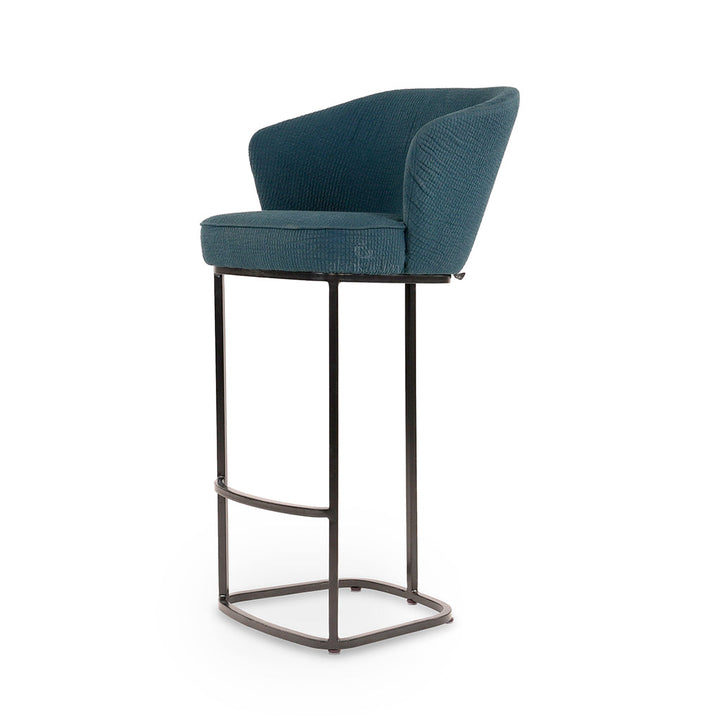 Qiya - Metal High / Bar Green Fabric Chair