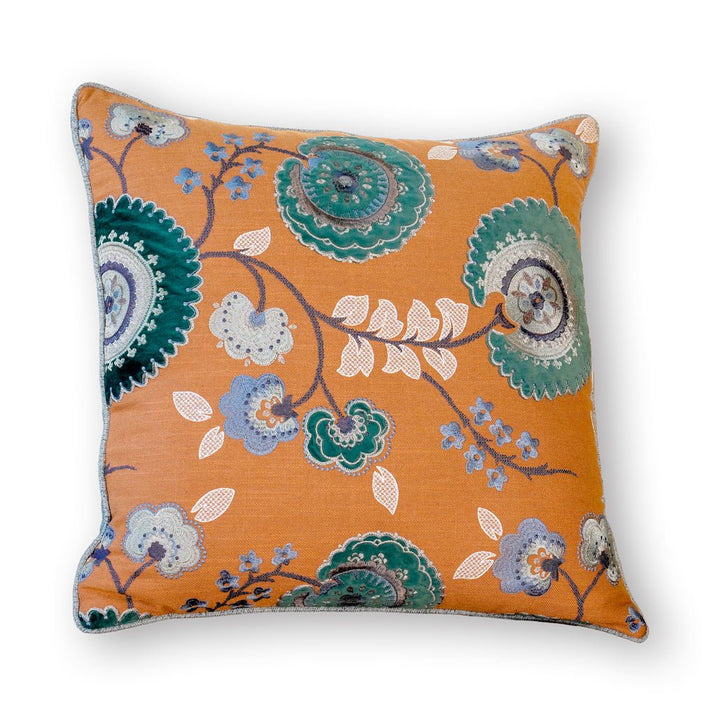 Cushion - Orange Green Printed Fabric