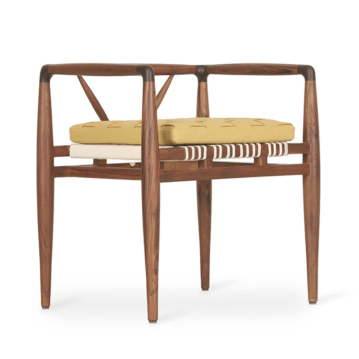 Bangku - Teak Lounge Chair, Yellow Leather, Lounge Chairs - Alankaram