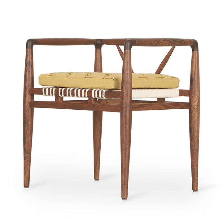 Bangku - Teak Lounge Chair, Yellow Leather, Lounge Chairs - Alankaram