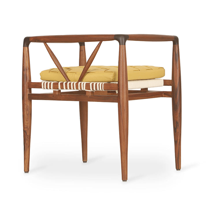 Bangku - Teak Lounge Chair, Yellow Leather, Lounge Chairs - Alankaram