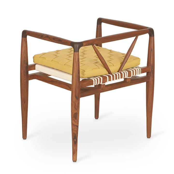 Bangku - Teak Lounge Chair, Yellow Leather, Lounge Chairs - Alankaram