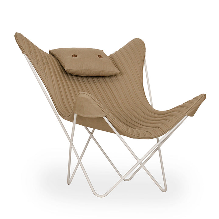 Kabo Lounge Chair with Beige Leather and Metal Base