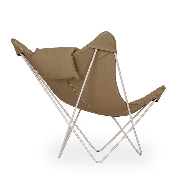 Kabo Lounge Chair with Beige Leather and Metal Base