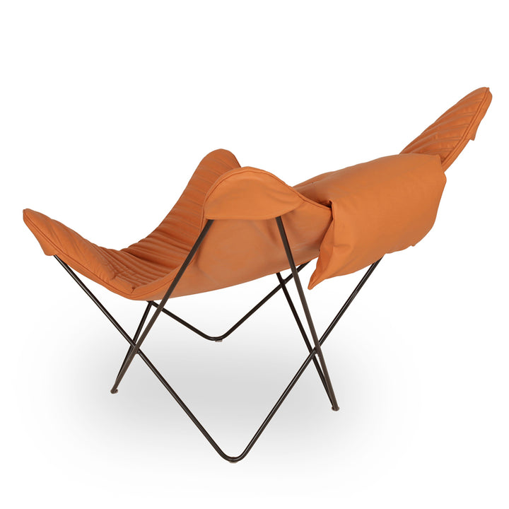 Kabo Lounge Chair with Orange Leather and Metal Base
