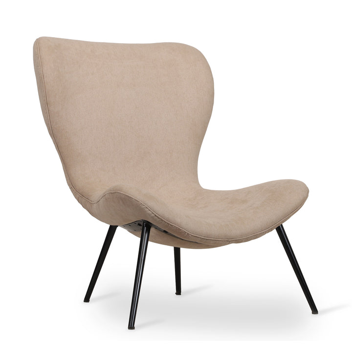 Maru Metal Lounge Chair with Beige Fabric