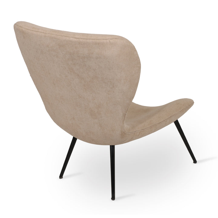 Maru Metal Lounge Chair with Beige Fabric