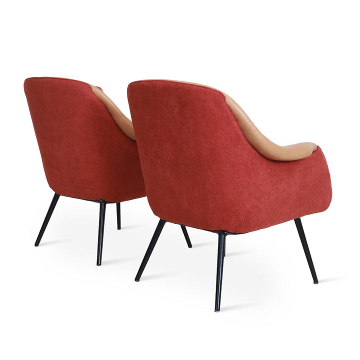 Nefis - Lounge Chair with Red Fabric and Metal Legs