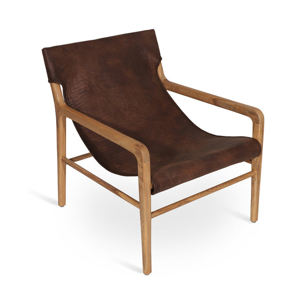 Ostry - Lounge Chair with Brown leatherette