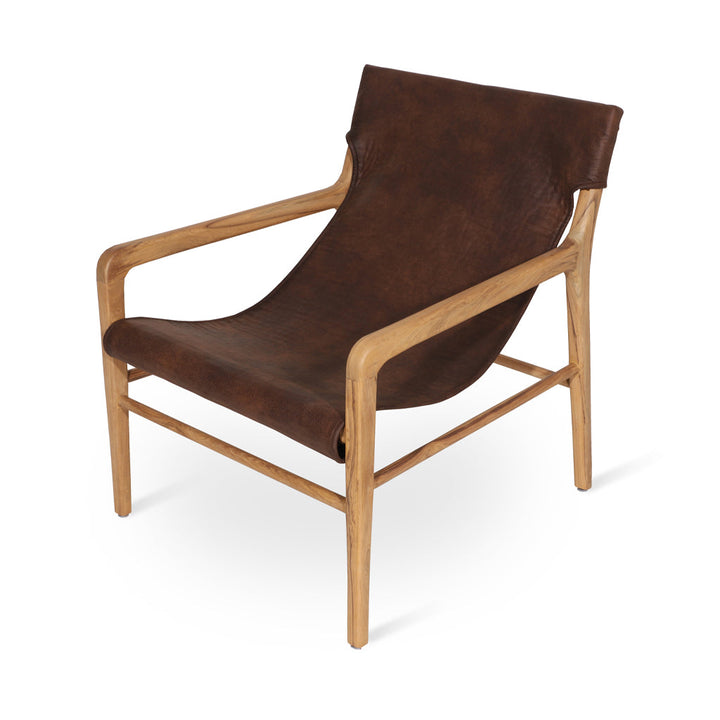 Ostry - Lounge Chair with Brown leatherette