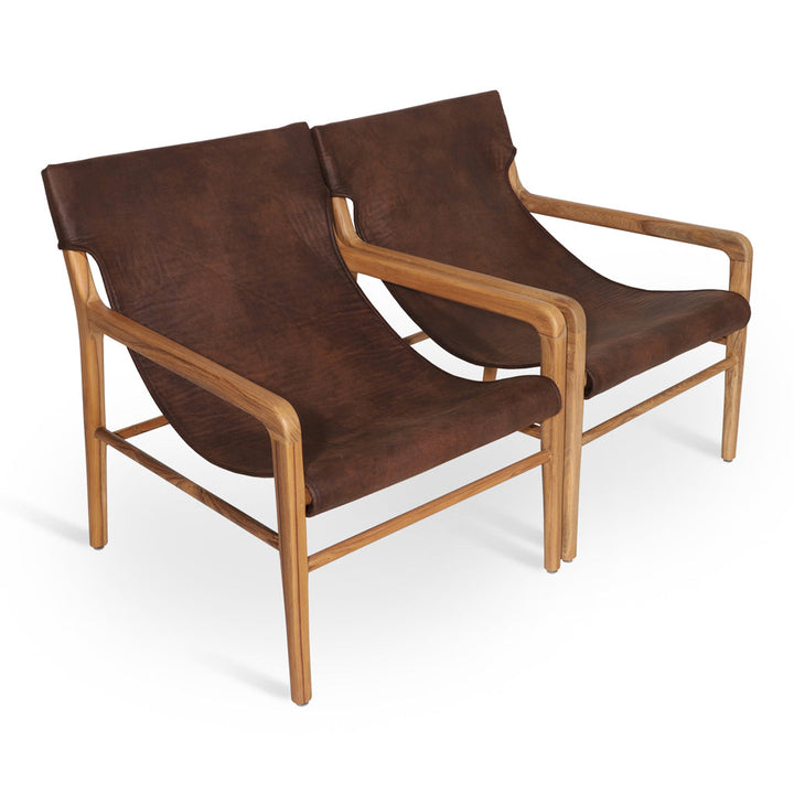 Ostry - Lounge Chair with Brown leatherette