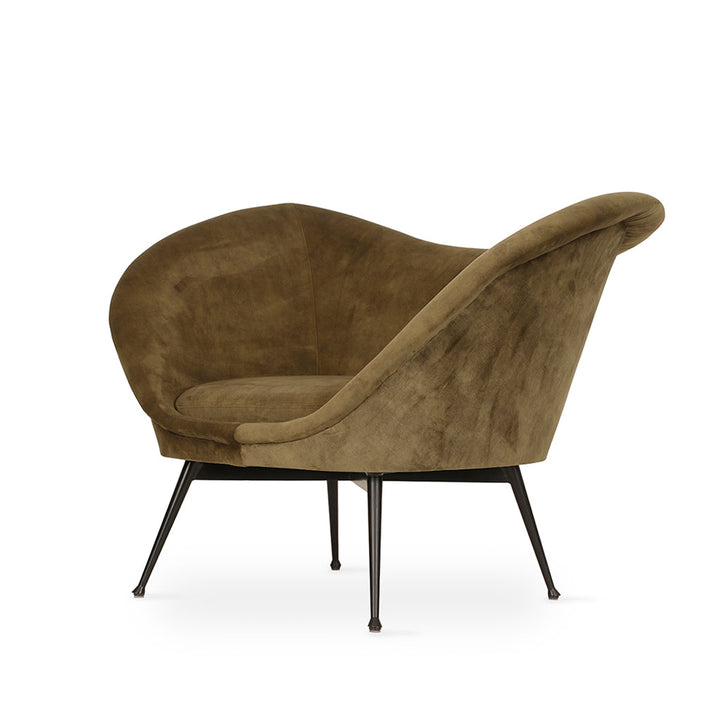 Paligo - Lounge Chair with Olive Green Fabric