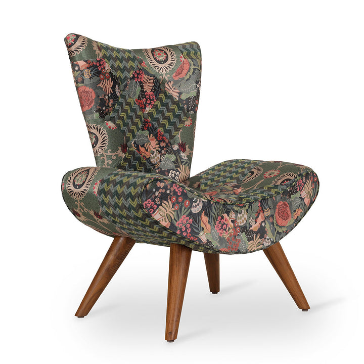 Papaki - Lounge Chair with Multicolor Print Fabric