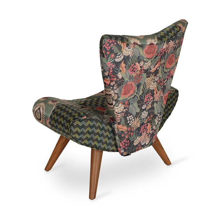 Papaki - Lounge Chair with Multicolor Print Fabric
