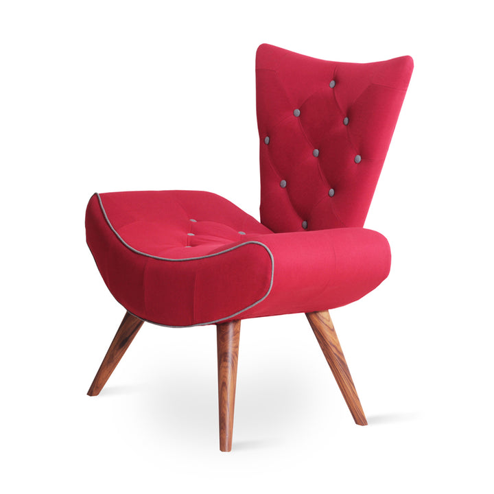 Papaki - Lounge Chair with Red Fabric
