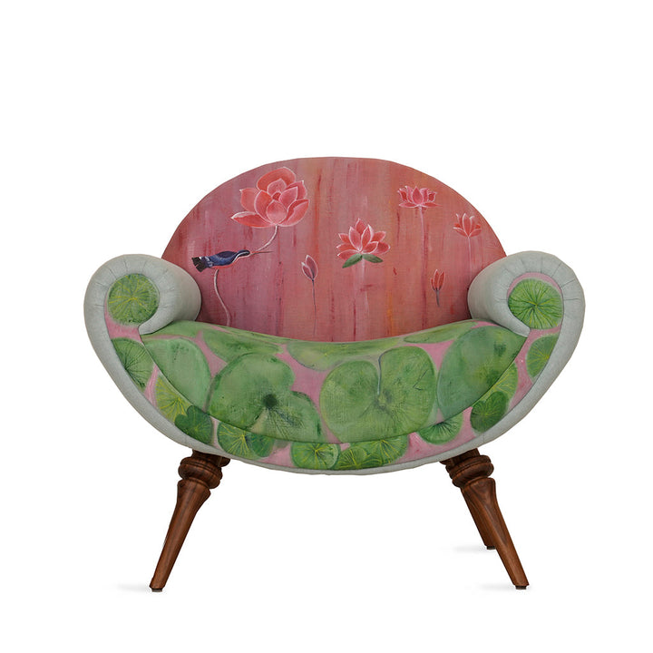 Puoli - Lounge Chair with Green Fabric