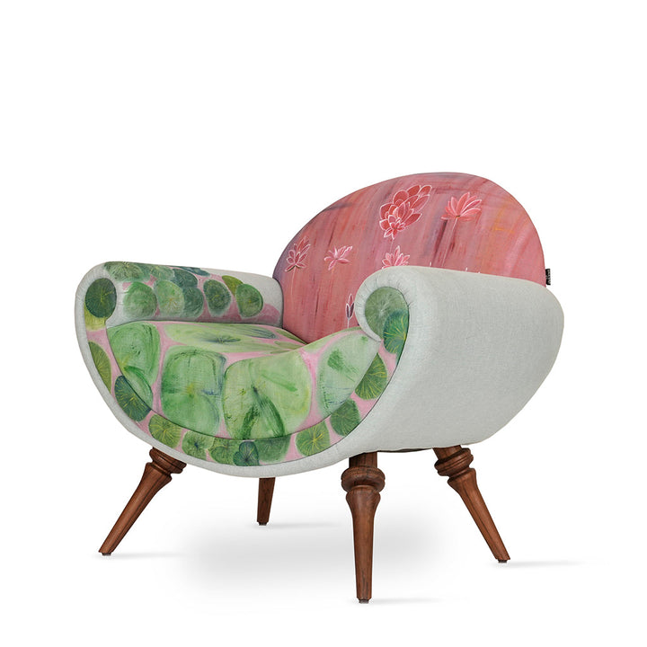Puoli - Lounge Chair with Green Fabric