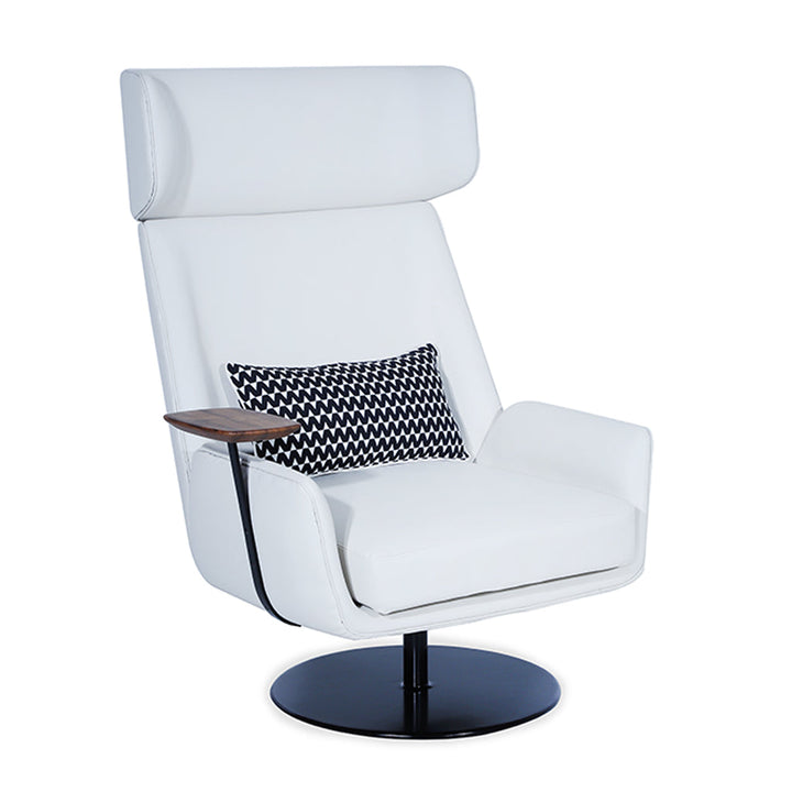 Rik - Lounge Chair with White Leatherette and Metal Base