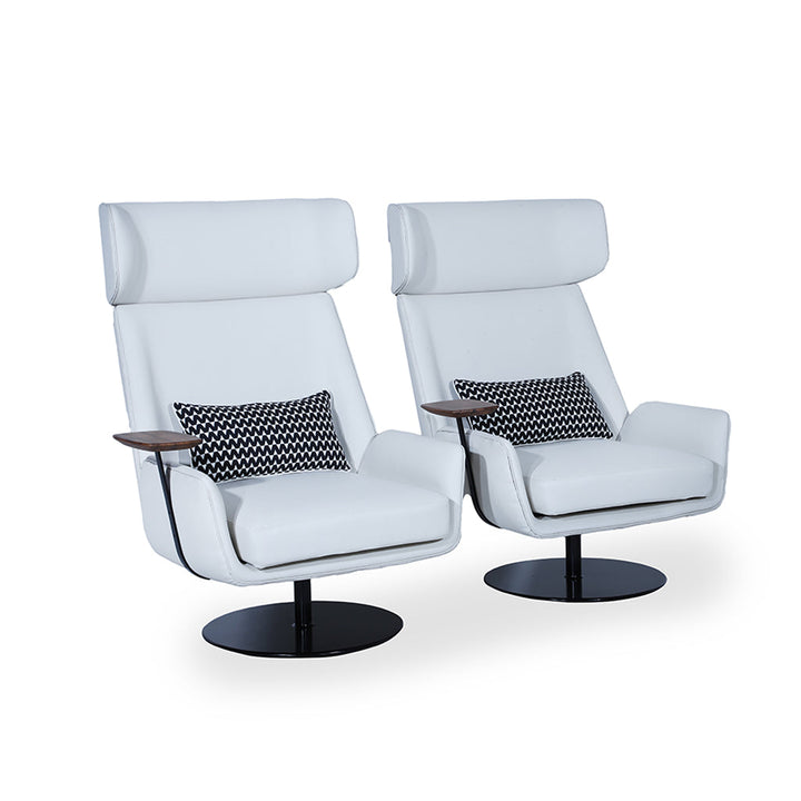 Rik - Lounge Chair with White Leatherette and Metal Base